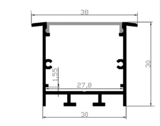 Perfil de Alumínio e Canal Alu para Led Estilo Recessed Tira Piso Luz Smd5050 56303528 55x2m Custo u Led 2 U estilo recessed led perfil de alumínio