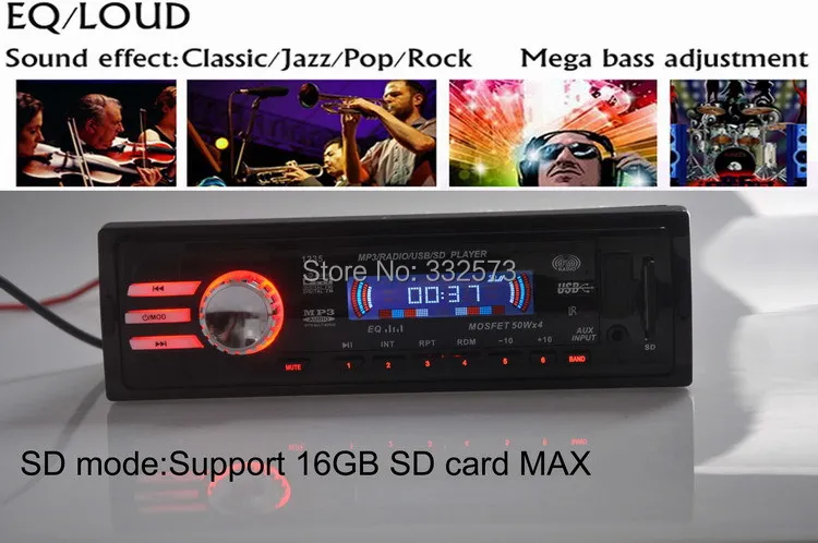 MP3-плеер автомобильный стерео радио SD/USB/Aux-In-Dash 1 Din FM Поддержка APE/FLAC/Mp3/WMA/WAV