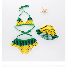 Детский купальный костюм для маленьких девочек с милым рисунком, бикини для девочек, Раздельный купальник из двух предметов, купальный костюм с арбузом, пляжная одежда для детей