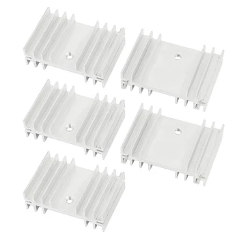 

5 x silver tone aluminum coolers 36x25x11mm for transistors