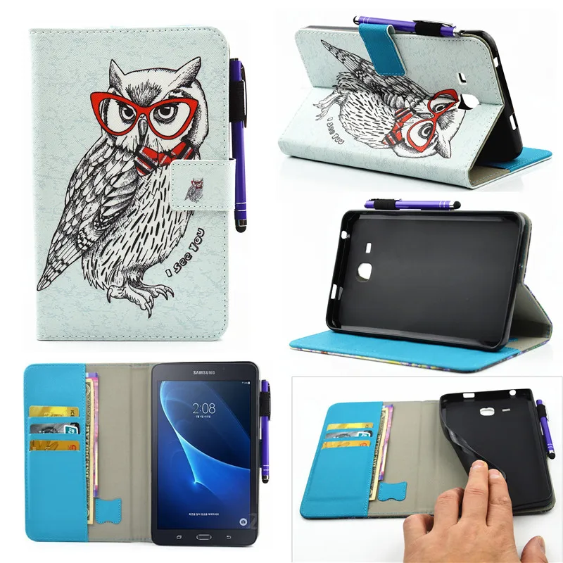 Кошка с принтом совы для samsung Galaxy Tab A A6 2016 7 0 T280 T285 SM чехол Flip Стенд Кожа PU защитный