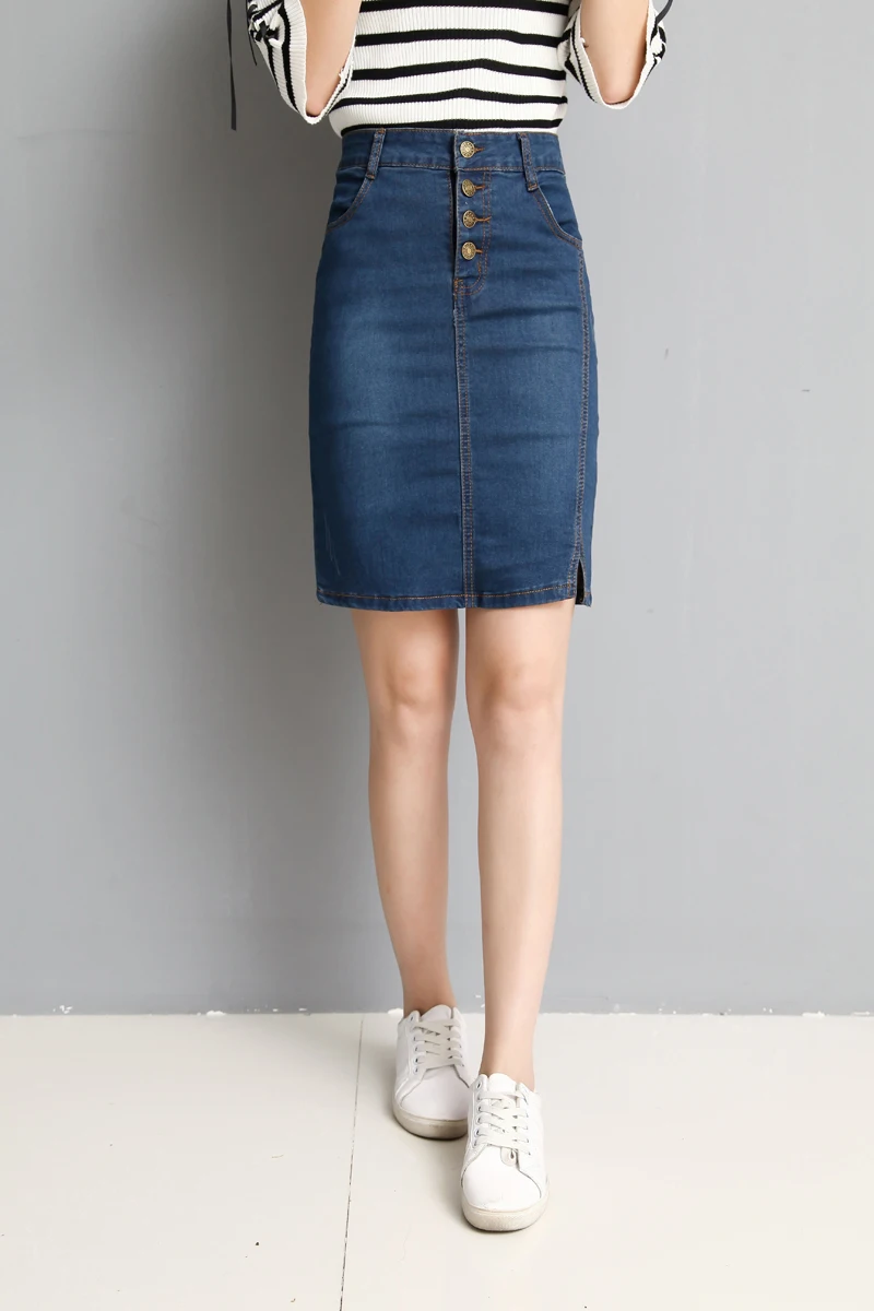 Модная женская джинсовая юбка OL юбки с карандашом Женские s синие Облегающие юбки Высокое качество Elagant Юбка saia