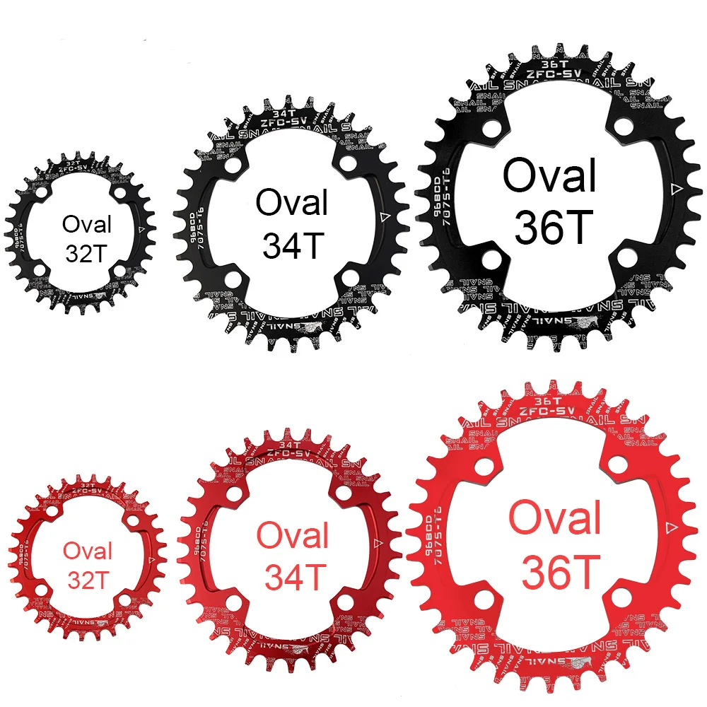 Улитка 96BCD круглая овальная Звездочка узкая широкая 32 T/34 T/36 T велосипедная Звездочка A7075-T6 Сверхлегкая круглая шатунная пластина