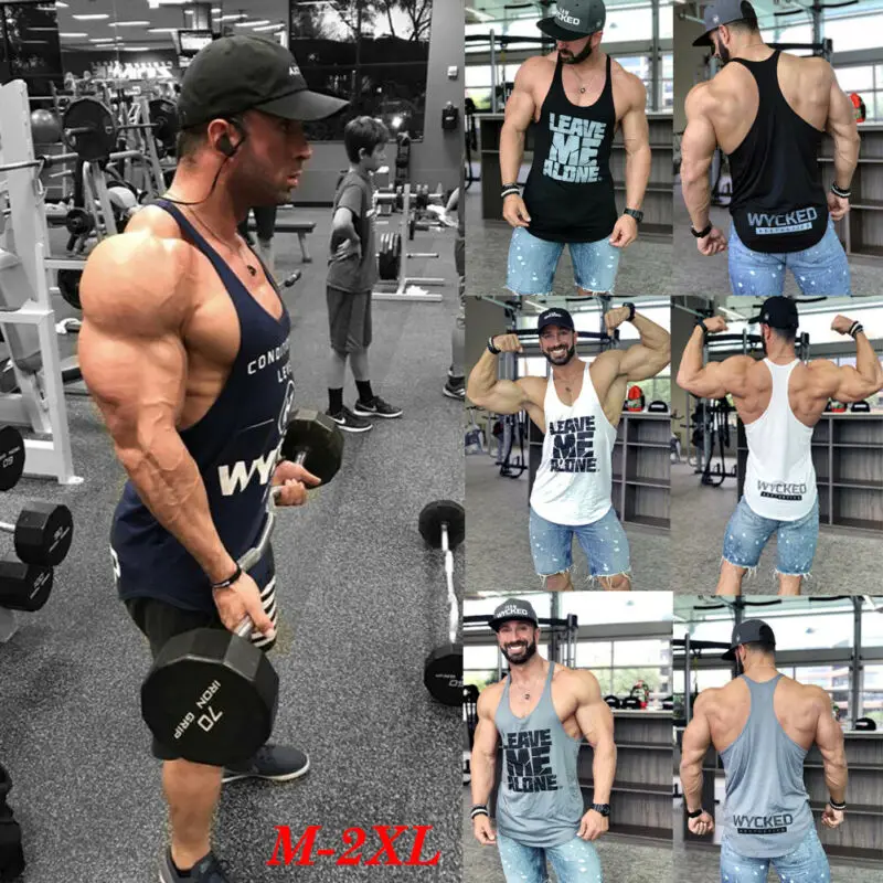 2019 Brand New Style M-2XL Fitness Men's Muscle Sleeveless Tank Top Tee Shirt Bodybuilding Sport Tank Tops