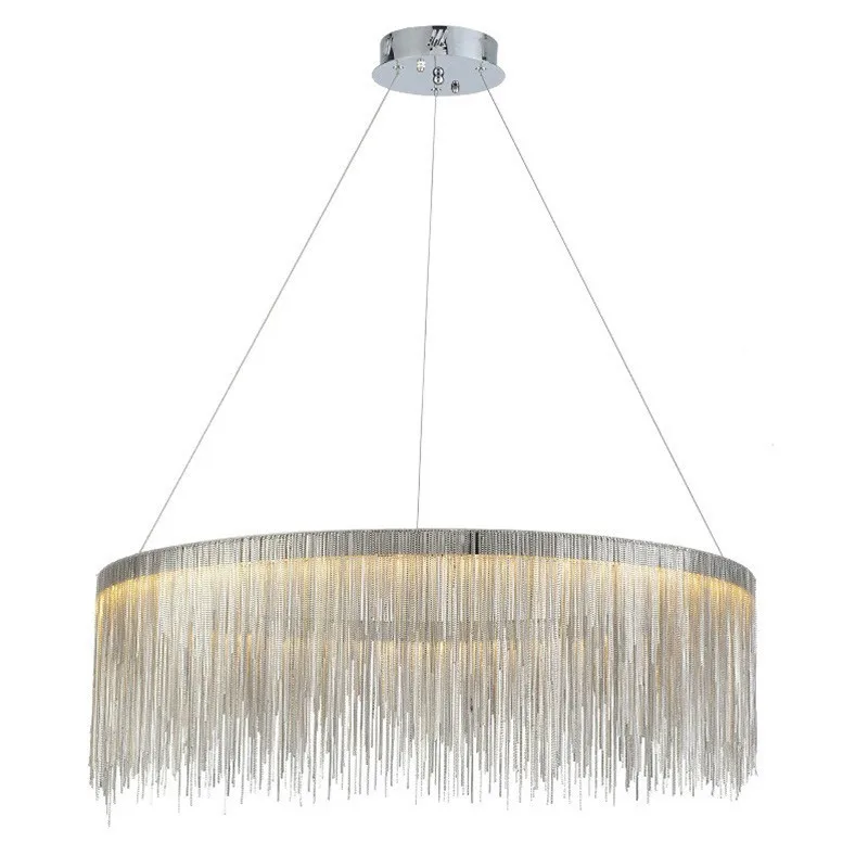 

Modern Post Modern Round Led Pendant Light Aluminum Chain Lamp Nordic Bedroom Living Room Restaurant Villa Art Lighting Fixture