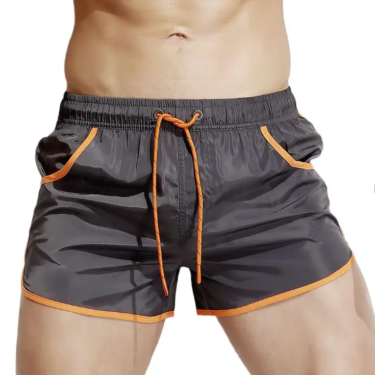 Пляжная одежда мужские шорты для плавания быстросохнущие мужские боксеры одежда для плавания плавательные трусы купальный костюм сексуальные домашние спортивные трусы-боксеры для отдыха - Цвет: Gray Orange
