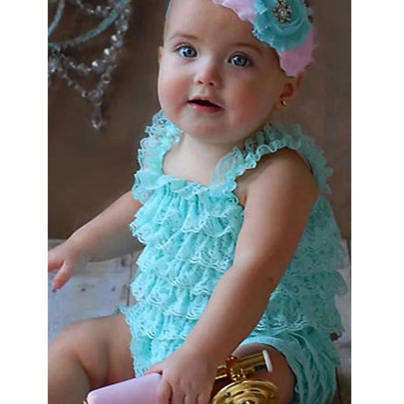 Cute baby boys and girls petti lace romper newborn Infant Jumpsuit kids