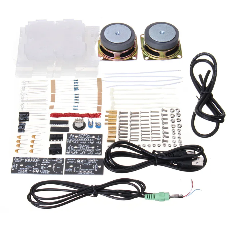 

LEORY 1 set Portable DIY Computer Speaker Parts Transparent Acrylic Electronic Spectrum LED Flash Kit DIY Amplifier Speaker Kit
