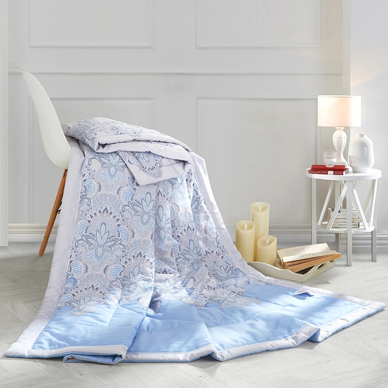 

Fashion Blue Bohemian Quilting Summer Comforter Quilt Stitching Modal Fabric Polyester Filler Twin Queen Air-Condition