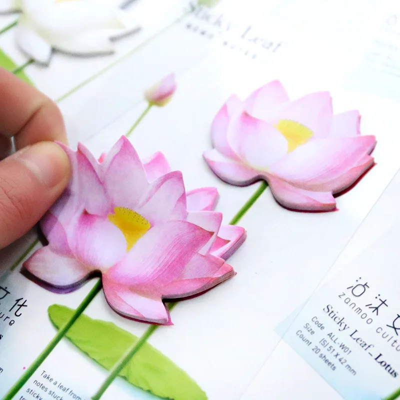 

Romantic Lotus Flowers Memo Pad N Times Sticky Notes Escolar Papelaria School Supply Bookmark Label memo sheets stationery