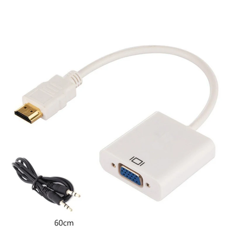 Универсальный адаптер hdmi-vga Мужской конвертер с разъемом адаптер 1080 P цифровой аналоговый видео аудио 3,5 мм кабель для ПК ноутбука - Цвет: with Audio Cable