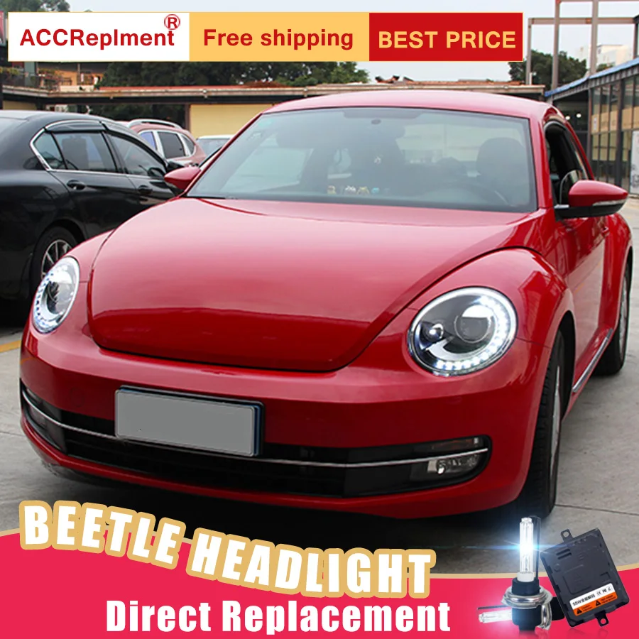 2 шт. светодиодный фары для VW Beetle 2013- светодиодный Автомобильные фары ангельские глазки комплект ксеноновых фар, Высокопрочная конструкция протовотуманная подсветка Габаритные огни