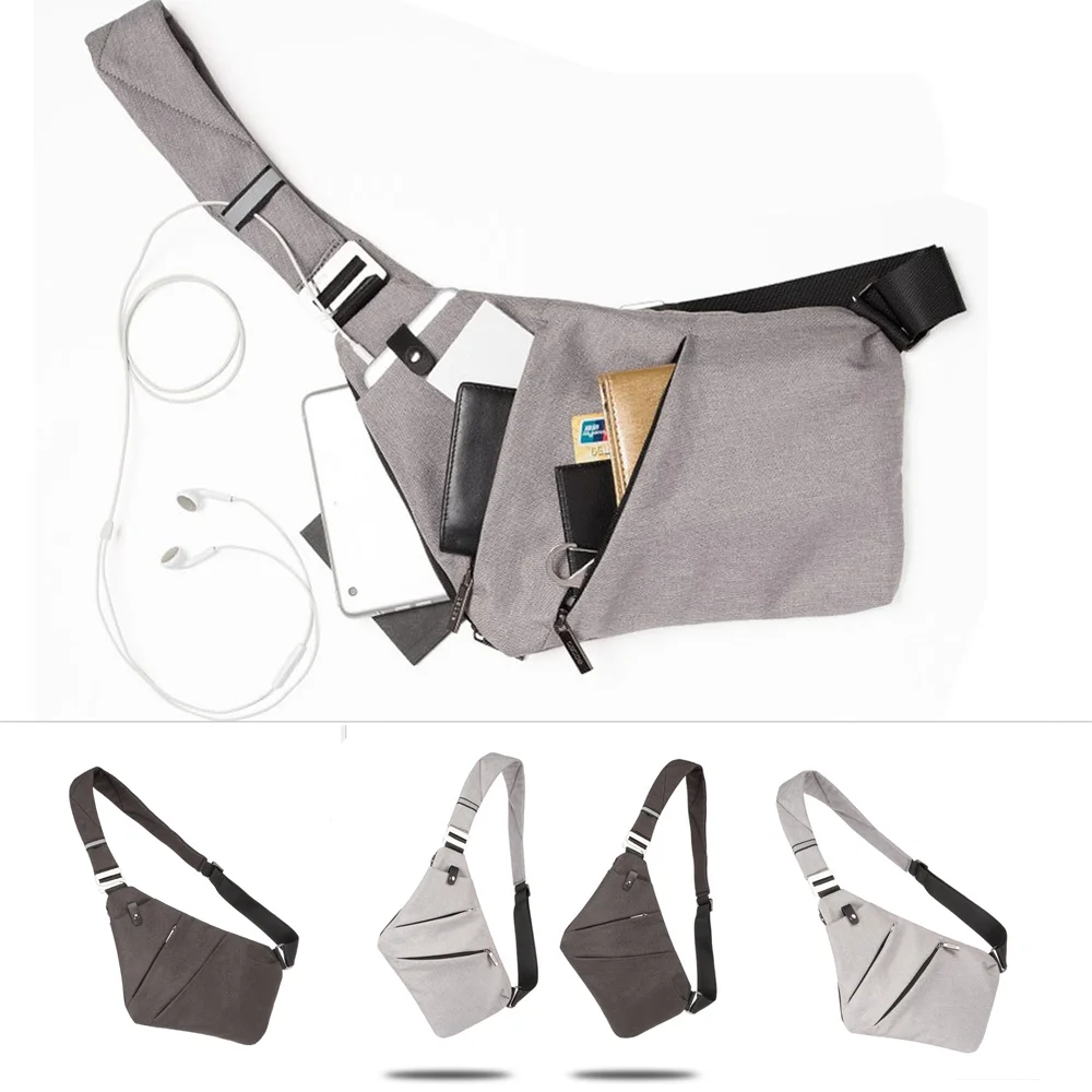 

Anti-Theft Men Messenger Shoulder Bag Men Chest Pack Men Casual Travel Crossbody Bag Waterproof Motorcycle Sling Bag Black Gray