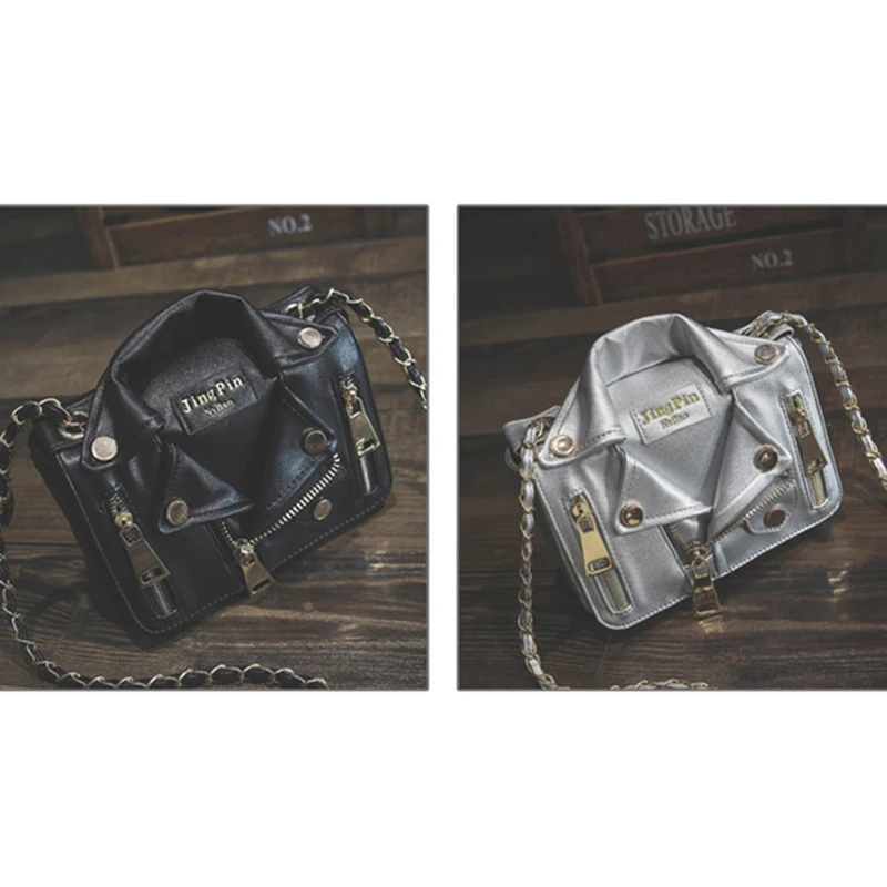 New Brand Design Chain Motorcycle Bags Women Clothing Shoulder Rivet Jacket Bags Messenger Bag Women Leather Handbags Tote