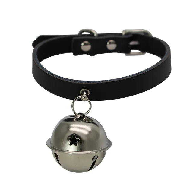 Puppy Dog Leather Collar With Big Bell Jingle Pet Necklace Fashion Cute