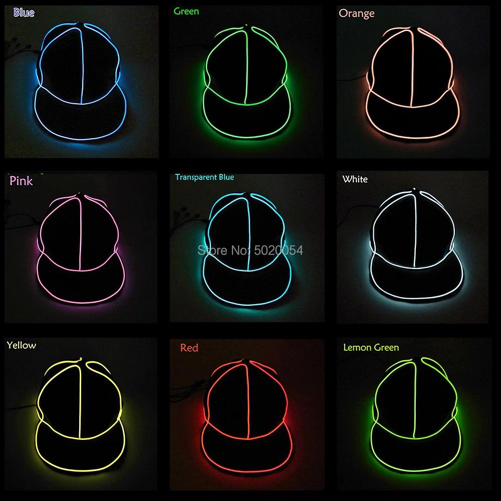 

High-grad Hip Hop Solid Flashing Cap Fashion Light Up Caps Snapback Cotton Casual Street Summer Streetwear EL Wire Hats