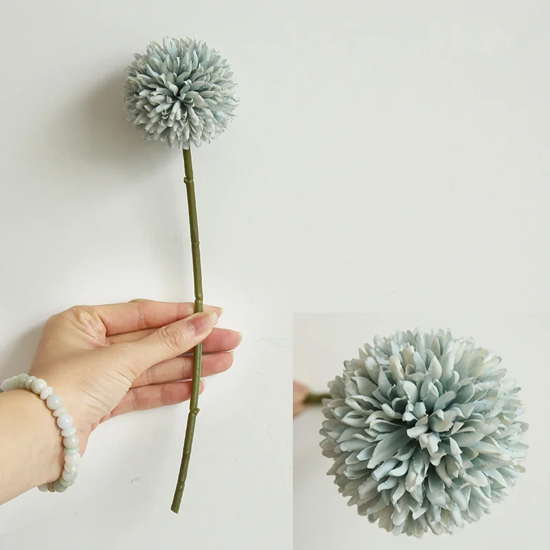 1Pcs 29cm Artificial Dandelion Flower Silk Hydrangea Flowers For Home Party Decoration Fake Flower For Wedding Decoration - Цвет: Gray blue