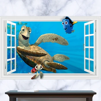 

3D Window Finding Nemo Dolly Turtle Kids Room Wall Stickers Nursery Decor Vinyl Decal Kids Boys Art B333