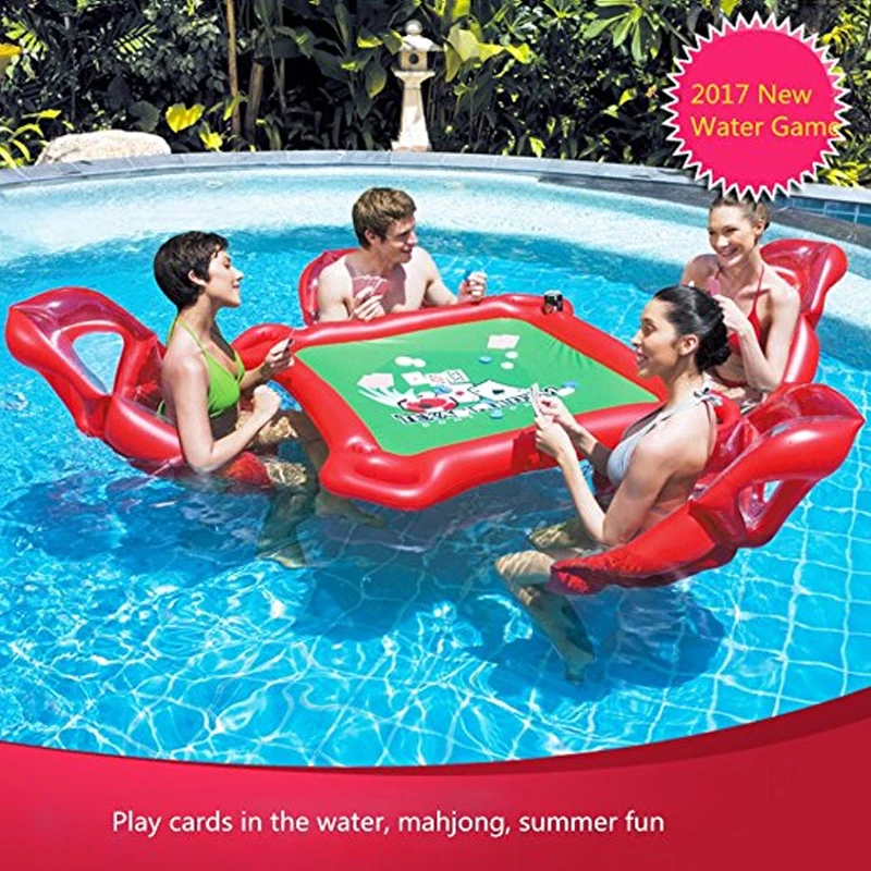 

Floating Poker Table Pool float Chairs Seaside Swimming Pool Outdoors Party Beach Practical Colours 1 Set Waterpark Game Table
