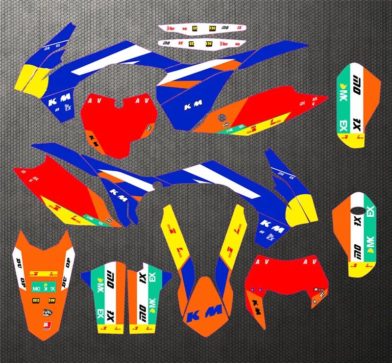 

Motorcycle Team Graphics Decals Stickers For KTM EXC 2014 2015 2016 SXF 2013 2014 2015 Custom Number Free