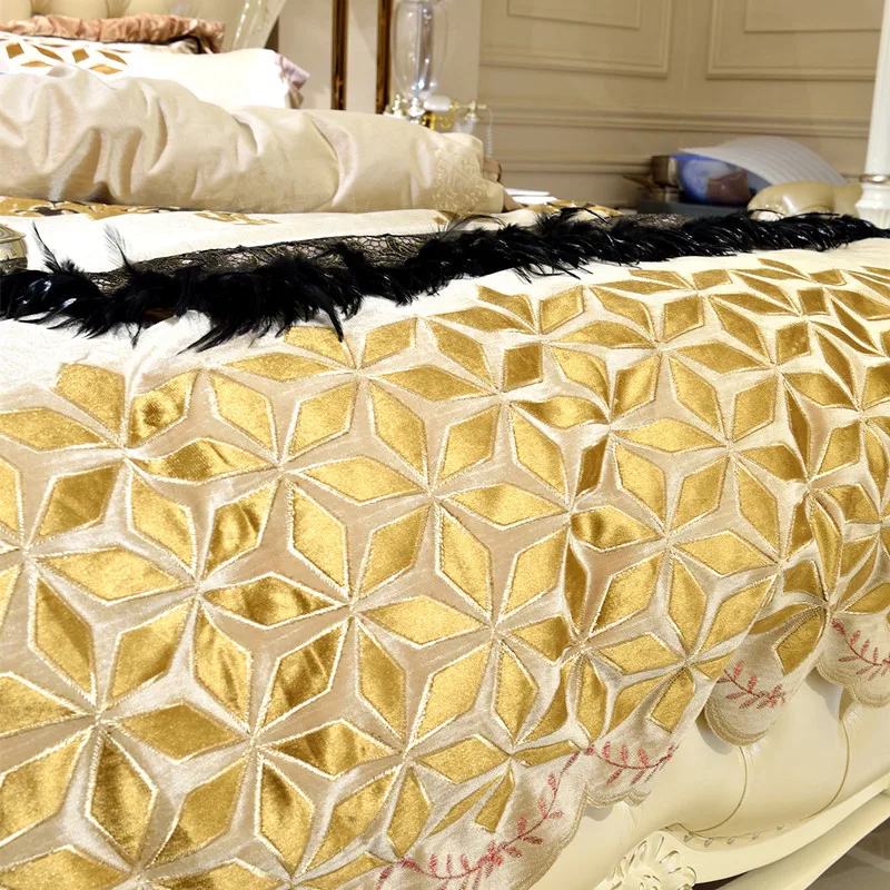 Waliicorners Luxury embroidery Bedding Sets Bedclothes Duvet/Quilt Cover AB side Bed Linen Sheet palace royal Set Queen King Size 13 4