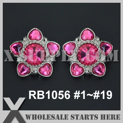 

Color Option: RB1056 #1~#19 Flower Shape Acrylic Rhinestone Button in Silver Base for Baby Pin