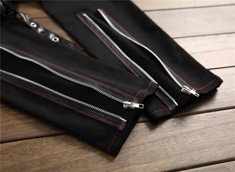 Mcikkny Brand Men's Punk Straight Jeans Letter Printed Denim Trousers Male Streetwear Hip Hop Jeans Pants Multi-pockets  (3)