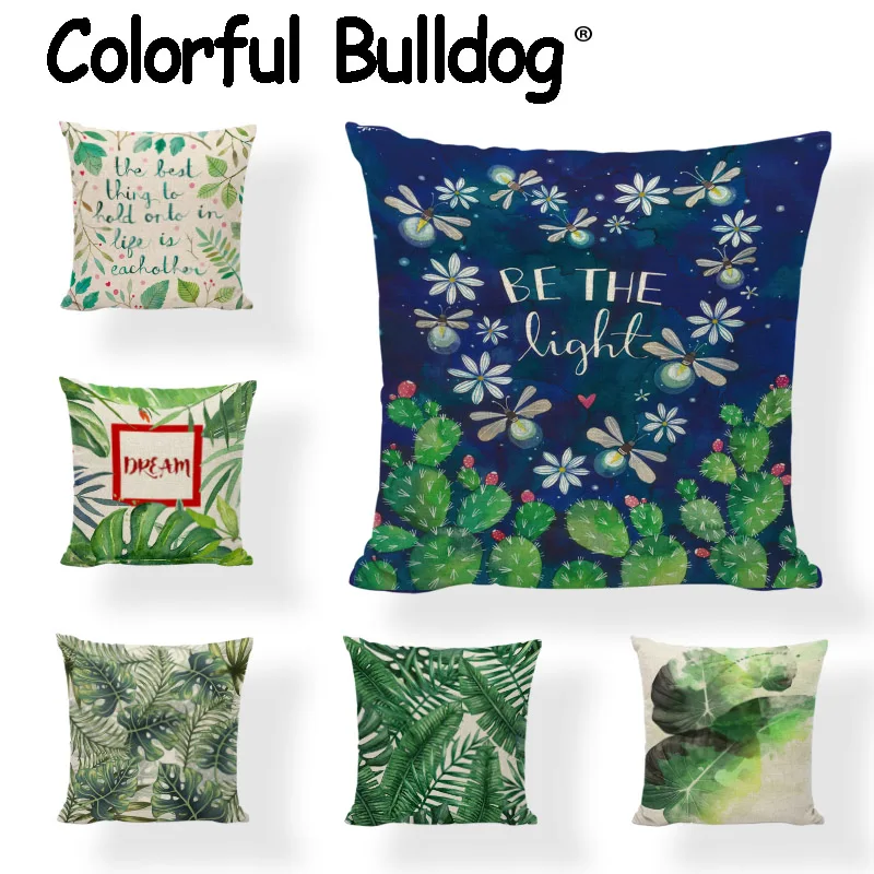 Green Plant Cushion Cover Tropic Leaf Throw Pillow Cover palm leaf Decorative Pillows Flower