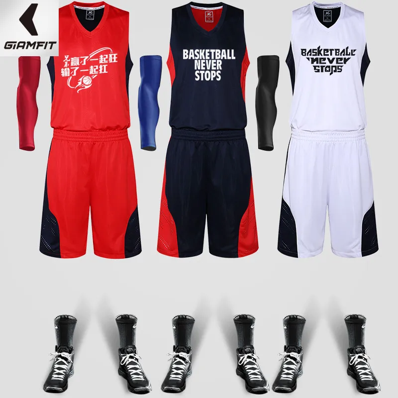 

M-5XL Newest Man Basketball Jersey & Shorts 2PCS Set Custom LOGO Number Name Dry Fit Male Shirts Suit Maillot De Homme Clothes
