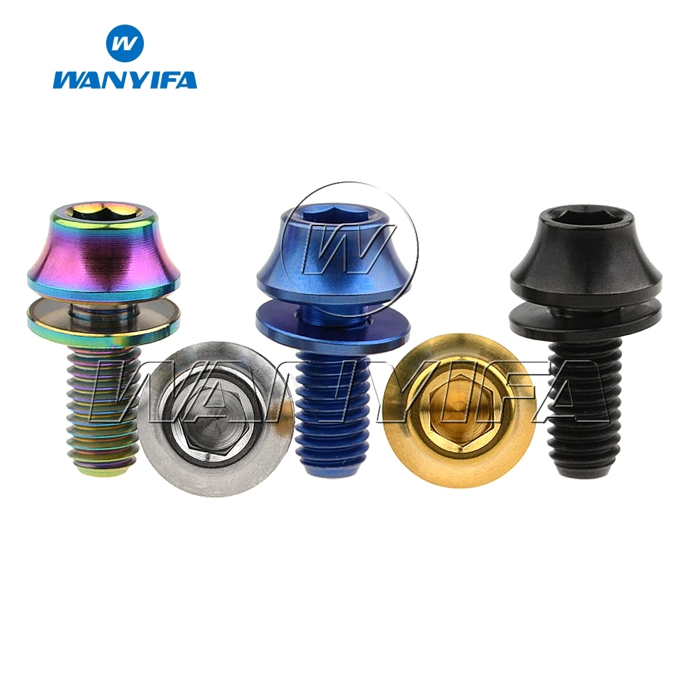 Wanyifa Titanium Bolt M5x12mm with Washers Bike Bottle Holder Screw Bicycle Water Bottle Cage Bolts