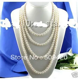 

~~ Free ShippingLONG 100" 9MM WHITE ROUND FRESHWATER PEARL NECKLACE
