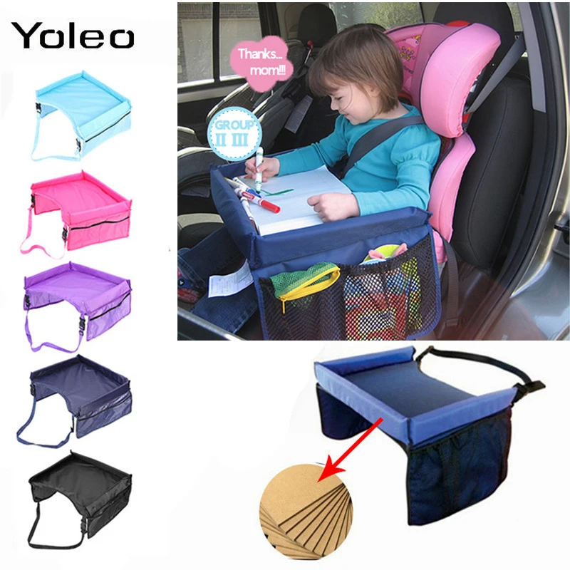 Imperméable à l'eau bébé siège de voiture plateau poussette enfants jouet conteneur alimentaire bureau enfants Portable Table pour voiture nouveau enfant Table de rangement 40*35 cm