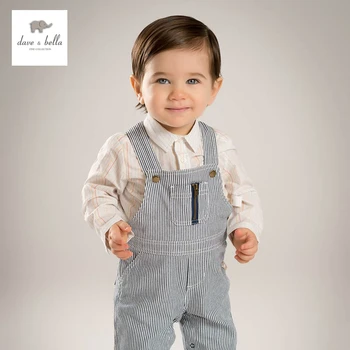 

DB4618 dave bella baby boys striped overalls kid clothes fashion overalls