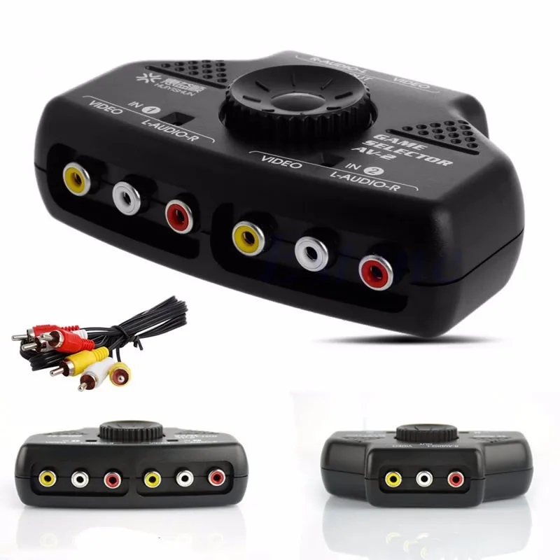 2Way Аудио Видео AV RCA Селектор переключатель разветвительная коробка 3RCA кабель для XBox DBDB