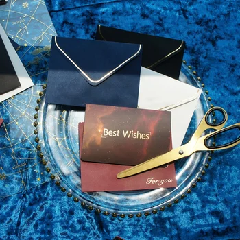 

25pcs Red Universe Gold Best Wish Card Envelope As Greeting Card Wedding Birthday Party Invitation DIY Decor Gift Card