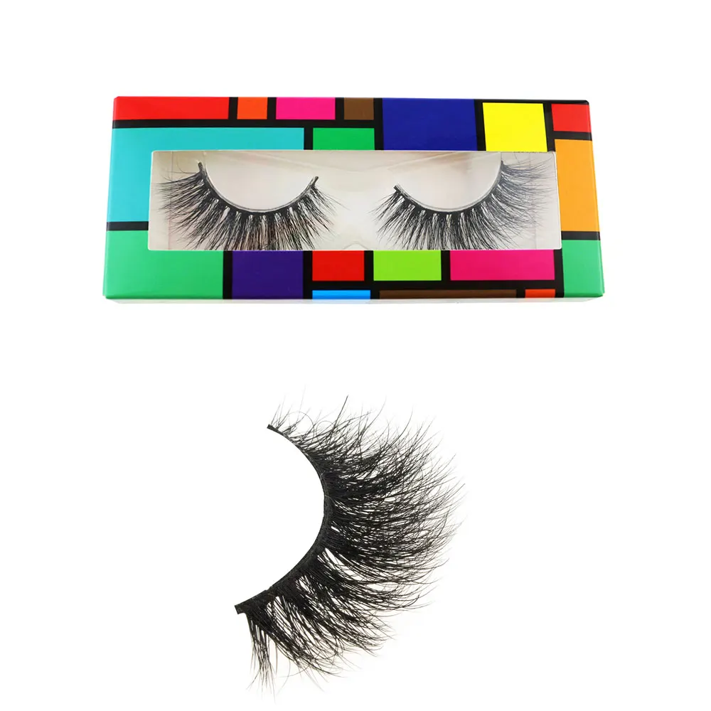 

W 6D-9 mink eyelashes, natural lengthening reusable makeup false eyelashes, wholesale, custom packaging box logo
