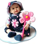 22inch Lifelike Reborn Baby Real Look Silicone Doll Stuffed Body with Flower Toys Collectible Gift Women Treats
