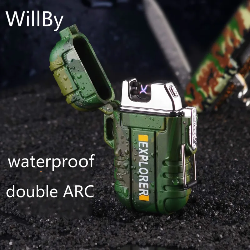 

F12 Double Arc Rechargeable Lighter Outdoor Portable Waterproof Windproof Electronic Cigarette Lighter
