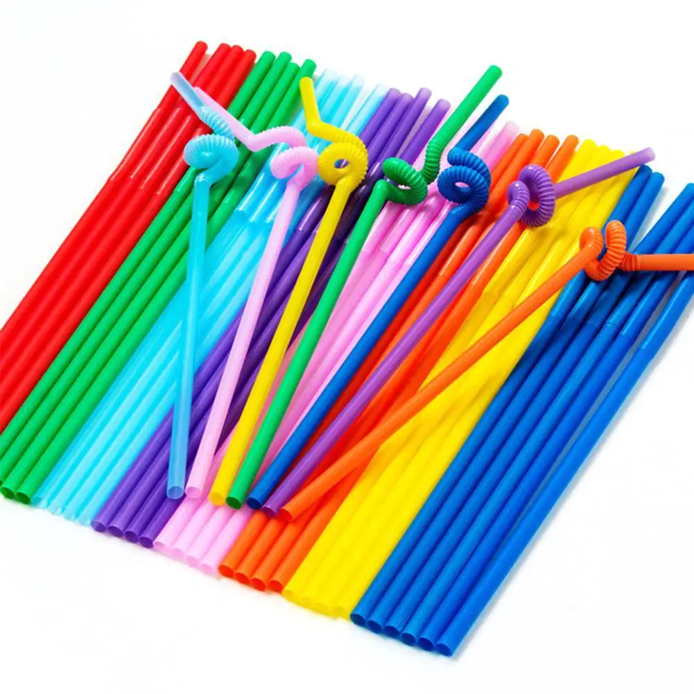 

40# Hot Sale 100Pcs DIY Disposable Bendable Wine Beverage Straws Party Juice Drinking Tube Bar Party Accessory