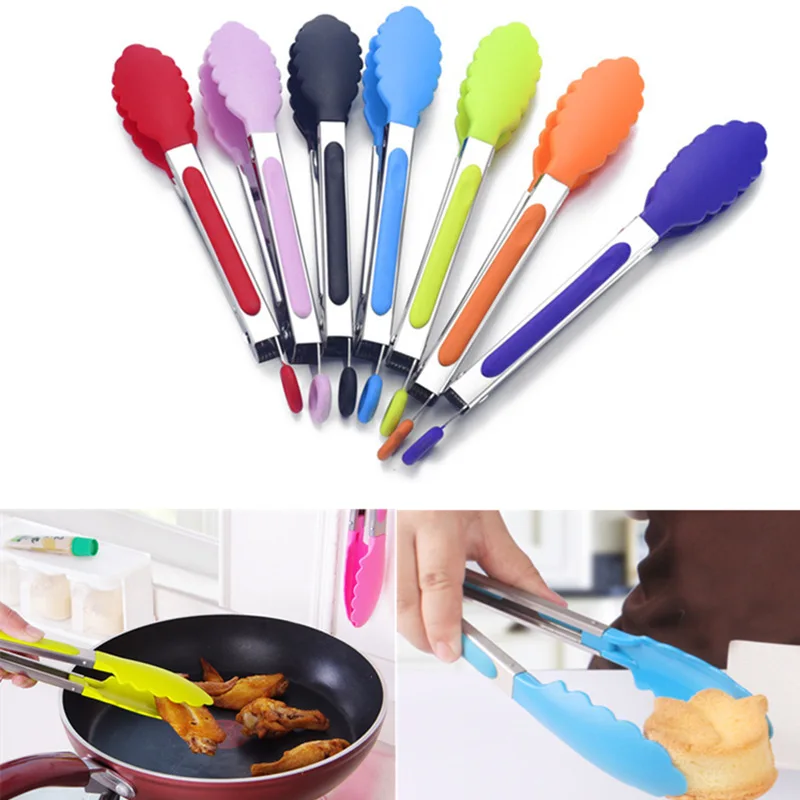 

1pcs Kitchen Gadgets Silicone Protection Hand BBQ Tongs Bread Food Clip Cooking Tools Kitchen Accessories Cocina Accesorio.Q