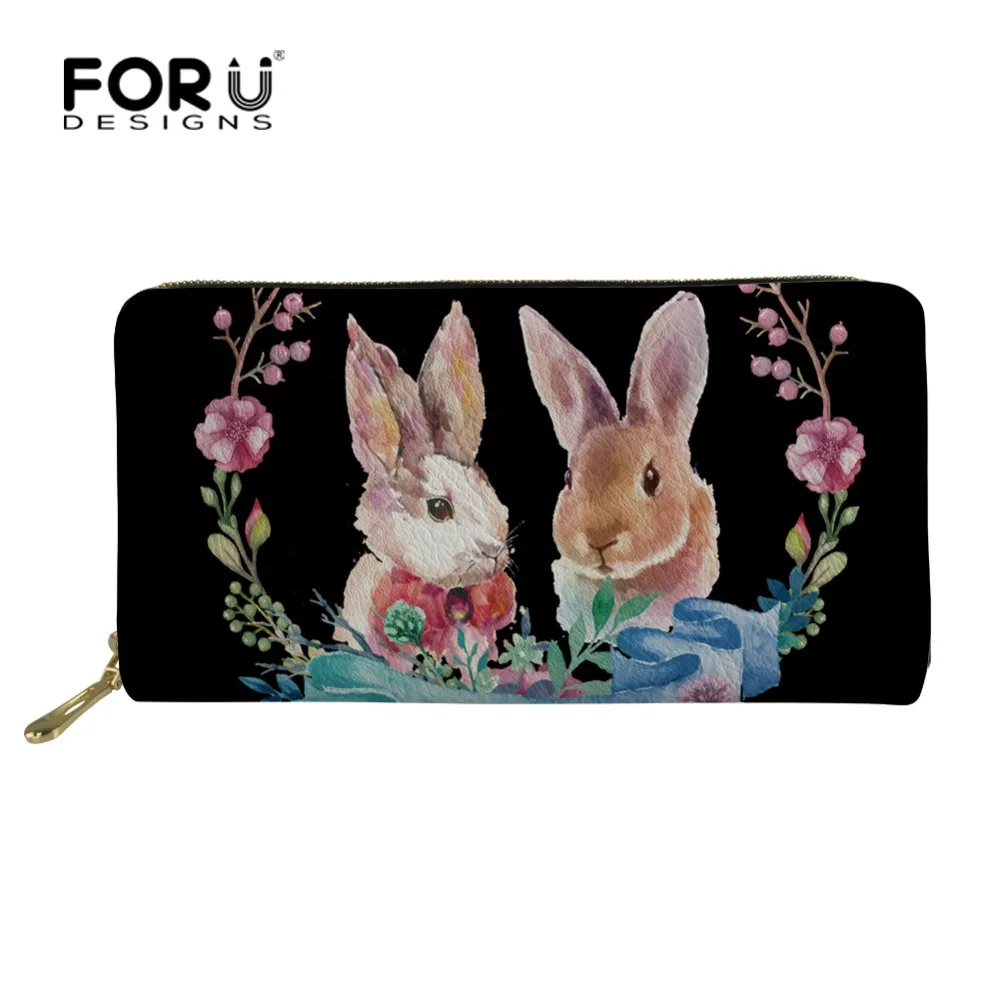 FORUDESIGNS/женский кошелек с милым принтом кролик повседневные длинные бумажники для