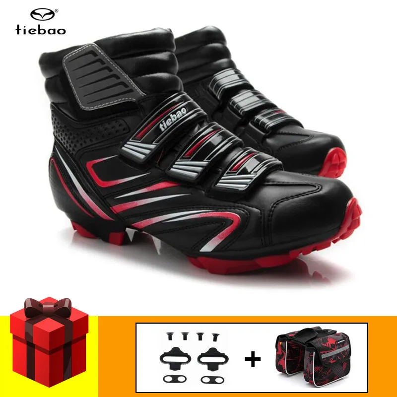 add cleats and bag TIEBAO, зимняя велосипедная обувь, добавить велосипед, педаль SPD, набор, женские кроссовки, мужские, для езды на велосипеде, для велосипеда, спортивная обувь, Sapatilha Ciclismo - Цвет: add cleats and bag
