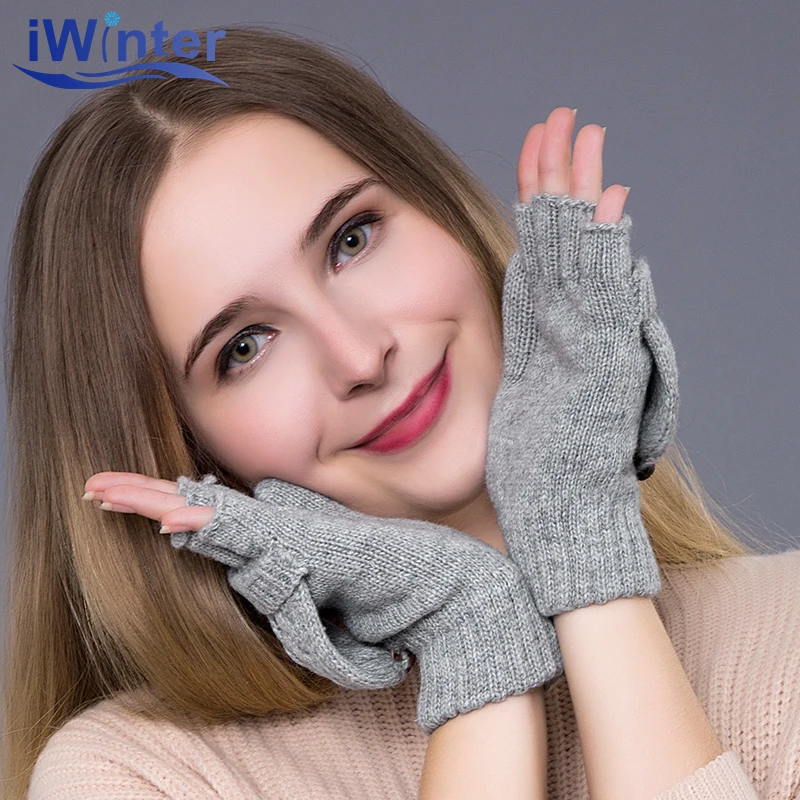 IWINTER Новые зимние перчатки для женщин Mitten Warmer Перчатки без пальцев Девочка из шерсти Открытые перчатки перчатки Зимние женские варежки