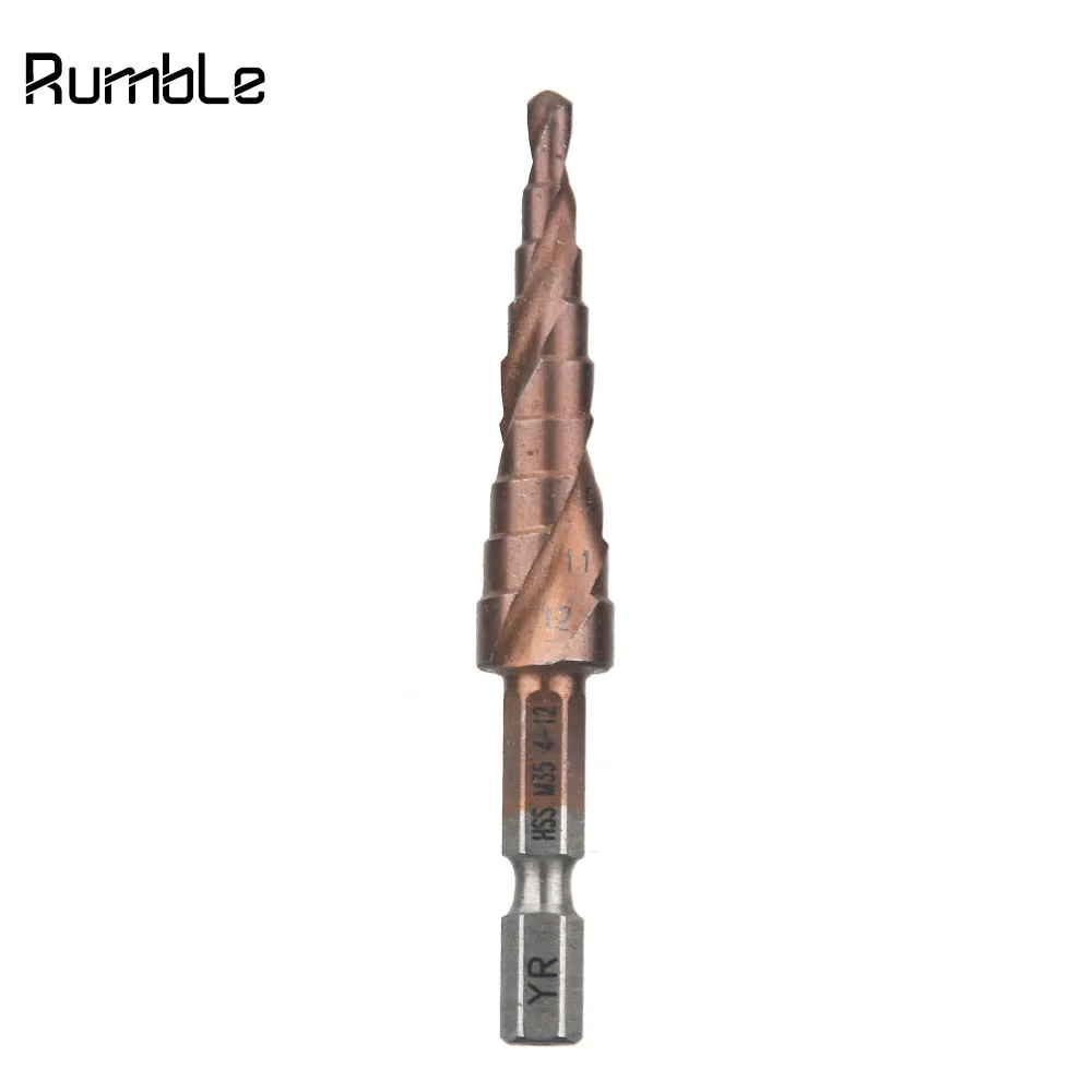 4 12mm M35 HSS CO Cobalt Coated Spiral Grooved Step Cone Drill Power
