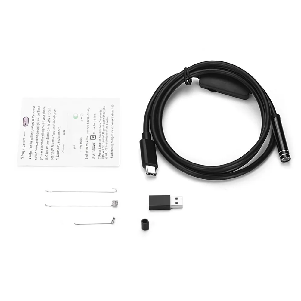 LESHP 7 мм 1 м 720 P Тип-C USB эндоскопа Водонепроницаемый Инспекции Borescope Камера 6 светодиодный регулируемый жесткий/мягкий провод