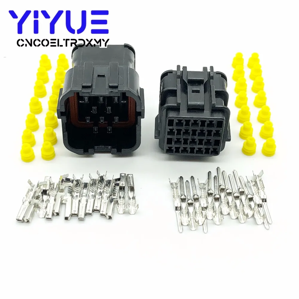 KET 5 Sets 14 Pin black Female Male Waterproof Electrical Wire Connector Plug Auto Connectors