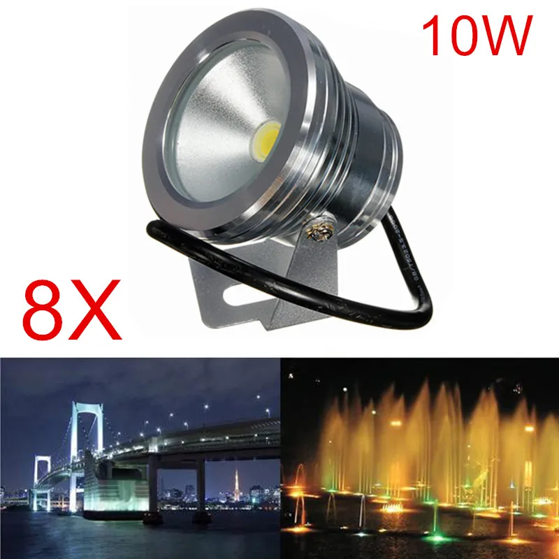 8pcs Led Underwater Light High Quality 10w Dc12v Warm White/cold White