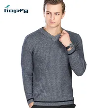 2017 New 100% Cashmere Winter Men Sweater Male Thick Warm V-Neck Pullver Men Knitted Sweater Comfortable PQ078