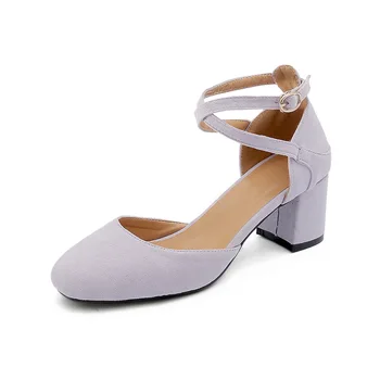 

2018 spring cross buckle with heel with square head wild size code 32-43 hollow sandals 1838
