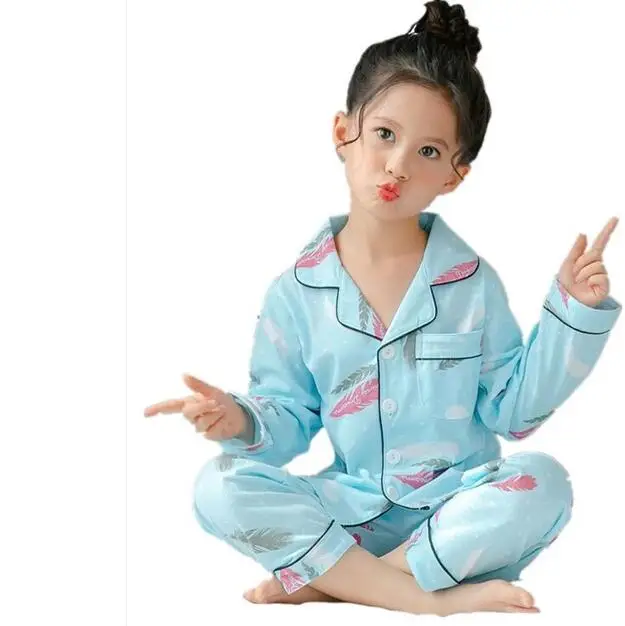 Детский пижамный комплект с длинными рукавами и рисунком клубники, кардиган для мальчиков, плотная одежда для сна домашняя одежда для девочек Детская Хлопковая одежда для сна от 2 до 12 лет - Цвет: style 12